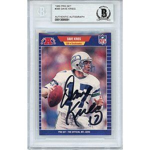 Dave Krieg Signed 1989 Pro Set Football Card Seahawks Beckett Autograph Slabbed